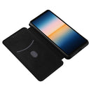 For Sony Xperia 10 III Carbon Fiber Texture Horizontal Flip TPU + PC + PU Leather Case with Card Slot(Black)