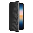 For Sony Xperia 10 III Carbon Fiber Texture Horizontal Flip TPU + PC + PU Leather Case with Card Slot(Black)