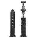 Genuine Leather + Butterfly Black Buckle Watch Band For Apple Watch Series 8&7 41mm / SE 2&6&SE&5&4 40mm / 3&2&1 38mm(Black)