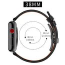 Genuine Leather + Butterfly Black Buckle Watch Band For Apple Watch Series 8&7 41mm / SE 2&6&SE&5&4 40mm / 3&2&1 38mm(Black)