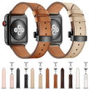 Genuine Leather + Butterfly Black Buckle Watch Band For Apple Watch Series 8&7 41mm / SE 2&6&SE&5&4 40mm / 3&2&1 38mm(Black)