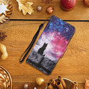 For iPhone 12 mini Painted Pattern Horizontal Flip Leathe Case(Starry Cat)