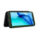 For Blackview BV6300 Pro Carbon Fiber Texture Horizontal Flip TPU + PC + PU Leather Case with Card Slot(Black)