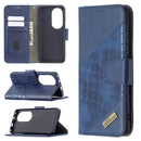 For Huawei P50 Pro Matching Color Crocodile Texture Horizontal Flip PU Leather Case with Wallet & Holder & Card Slots(Blue)