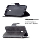 For Nokia C1 Plus Retro Lambskin Texture Pure Color Horizontal Flip PU Leather Case with Holder & Card Slots & Wallet & Lanyard(Black)