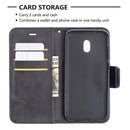 For Nokia C1 Plus Retro Lambskin Texture Pure Color Horizontal Flip PU Leather Case with Holder & Card Slots & Wallet & Lanyard(Black)
