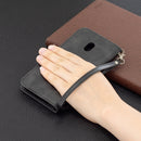 For Nokia C1 Plus Retro Lambskin Texture Pure Color Horizontal Flip PU Leather Case with Holder & Card Slots & Wallet & Lanyard(Black)