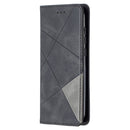 For Nokia C1 Plus Rhombus Texture Horizontal Flip Magnetic Leather Case with Holder & Card Slots(Black)