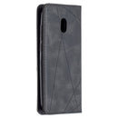 For Nokia C1 Plus Rhombus Texture Horizontal Flip Magnetic Leather Case with Holder & Card Slots(Black)