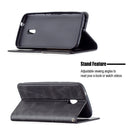 For Nokia C1 Plus Rhombus Texture Horizontal Flip Magnetic Leather Case with Holder & Card Slots(Black)