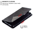 For Nokia C1 Plus Rhombus Texture Horizontal Flip Magnetic Leather Case with Holder & Card Slots(Black)
