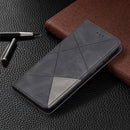 For Nokia C1 Plus Rhombus Texture Horizontal Flip Magnetic Leather Case with Holder & Card Slots(Black)