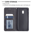 For Nokia C1 Plus Rhombus Texture Horizontal Flip Magnetic Leather Case with Holder & Card Slots(Black)