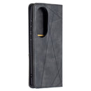 For Huawei P50 Pro Rhombus Texture Horizontal Flip Magnetic Leather Case with Holder & Card Slots(Black)