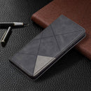 For Huawei P50 Pro Rhombus Texture Horizontal Flip Magnetic Leather Case with Holder & Card Slots(Black)