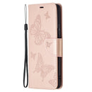 For Xiaomi Redmi Note 10 Pro Two Butterflies Embossing Pattern Horizontal Flip Leather Case with Holder & Card Slot & Wallet & Lanyard(Rose Gold)
