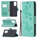 For Xiaomi Redmi Note 10 Pro Two Butterflies Embossing Pattern Horizontal Flip Leather Case with Holder & Card Slot & Wallet & Lanyard(Green)