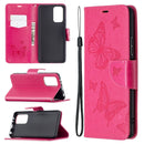 For Xiaomi Redmi Note 10 Pro Two Butterflies Embossing Pattern Horizontal Flip Leather Case with Holder & Card Slot & Wallet & Lanyard(Rose Red)