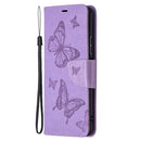 For Xiaomi Redmi Note 10 Pro Two Butterflies Embossing Pattern Horizontal Flip Leather Case with Holder & Card Slot & Wallet & Lanyard(Purple)