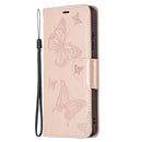For Samsung Galaxy A32 4G Two Butterflies Embossing Pattern Horizontal Flip Leather Case with Holder & Card Slot & Wallet & Lanyard(Rose Gold)