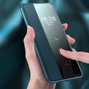 For Huawei P30 Pro Magnetic Side Window View Shockproof Horizontal Flip Leather Smart Case(Cyan)