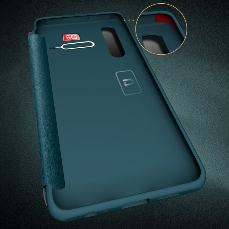 For Huawei P30 Pro Magnetic Side Window View Shockproof Horizontal Flip Leather Smart Case(Cyan)