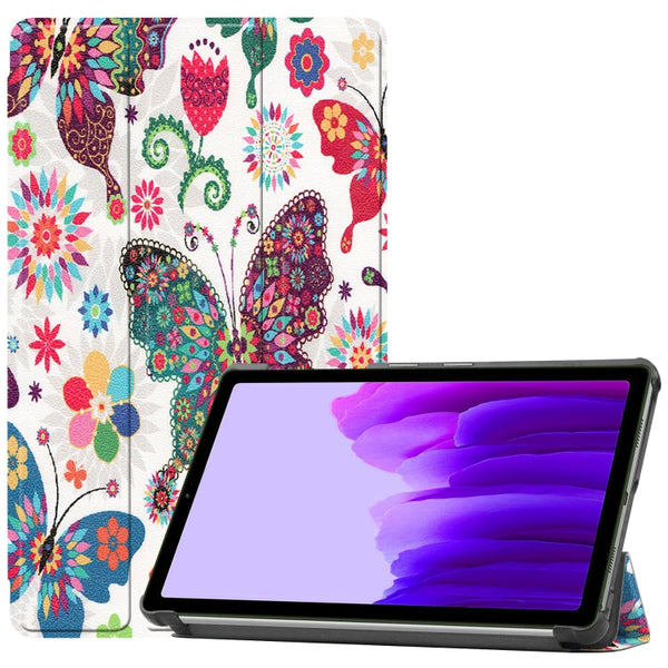 For Samsung Galaxy Tab A7 Lite T225 Colored Drawing Pattern Horizontal Flip Leather Case with Three-folding Holder(Color Butterfly)