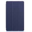 For Samsung Galaxy Tab A7 Lite T225 Custer Pattern Pure Color Horizontal Flip Leather Case with Three-folding Holder(Dark Blue)