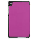 For Samsung Galaxy Tab A7 Lite T225 Custer Pattern Pure Color Horizontal Flip Leather Case with Three-folding Holder(Purple)