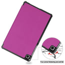 For Samsung Galaxy Tab A7 Lite T225 Custer Pattern Pure Color Horizontal Flip Leather Case with Three-folding Holder(Purple)