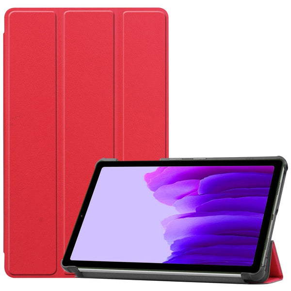 For Samsung Galaxy Tab A7 Lite T225 Custer Pattern Pure Color Horizontal Flip Leather Case with Three-folding Holder(Red)