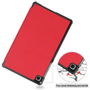 For Samsung Galaxy Tab A7 Lite T225 Custer Pattern Pure Color Horizontal Flip Leather Case with Three-folding Holder(Red)