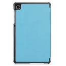 For Samsung Galaxy Tab A7 Lite T225 Custer Pattern Pure Color Horizontal Flip Leather Case with Three-folding Holder(Sky Blue)