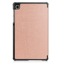 For Samsung Galaxy Tab A7 Lite T225 Custer Pattern Pure Color Horizontal Flip Leather Case with Three-folding Holder(Rose Gold)