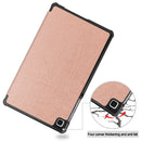 For Samsung Galaxy Tab A7 Lite T225 Custer Pattern Pure Color Horizontal Flip Leather Case with Three-folding Holder(Rose Gold)