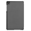 For Samsung Galaxy Tab A7 Lite T225 Custer Pattern Pure Color Horizontal Flip Leather Case with Three-folding Holder(Grey)