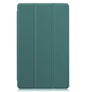 For Samsung Galaxy Tab A7 Lite T225 Custer Pattern Pure Color Horizontal Flip Leather Case with Three-folding Holder(Dark Green)