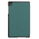 For Samsung Galaxy Tab A7 Lite T225 Custer Pattern Pure Color Horizontal Flip Leather Case with Three-folding Holder(Dark Green)