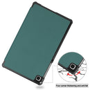 For Samsung Galaxy Tab A7 Lite T225 Custer Pattern Pure Color Horizontal Flip Leather Case with Three-folding Holder(Dark Green)