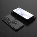 For Huawei P50 Pro PC + TPU Shockproof Protective Case with Magnetic Ring Holder(Black)