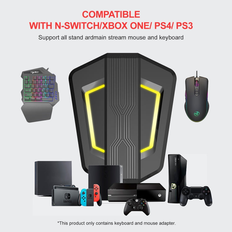 HXSJ P6+V100+A867 Keyboard Mouse Converter + One-handed Keyboard + RGB Gaming Mouse Set