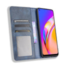 For OPPO A94 4G / F19 Pro 4G / Reno5 F Magnetic Buckle Retro Crazy Horse Texture Horizontal Flip Leather Case with Holder & Card Slots & Photo Frame(Blue)