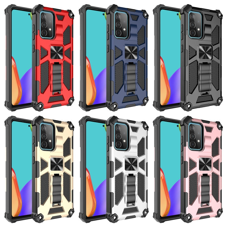 For Samsung Galaxy A32 4G Shockproof TPU + PC Magnetic Protective Case with Holder(Blue)