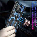 For Samsung Galaxy A32 4G Camouflage Armor Shockproof TPU + PC Magnetic Protective Case with Holder(Dark Blue)