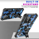 For Samsung Galaxy A32 4G Camouflage Armor Shockproof TPU + PC Magnetic Protective Case with Holder(Dark Blue)