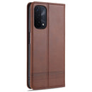 For OPPO A74 (5G) AZNS Magnetic Calf Texture Horizontal Flip Leather Case with Card Slots & Holder & Wallet(Dark Brown)