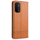 For OPPO A74 (5G) AZNS Magnetic Calf Texture Horizontal Flip Leather Case with Card Slots & Holder & Wallet(Light Brown)