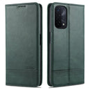 For OPPO A74 (5G) AZNS Magnetic Calf Texture Horizontal Flip Leather Case with Card Slots & Holder & Wallet(Dark Green)