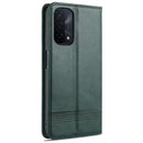 For OPPO A74 (5G) AZNS Magnetic Calf Texture Horizontal Flip Leather Case with Card Slots & Holder & Wallet(Dark Green)