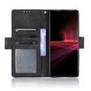 For Sony Xperia 1 III Skin Feel Calf Pattern Horizontal Flip Leather Case with Holder & Card Slots & Photo Frame(Black)